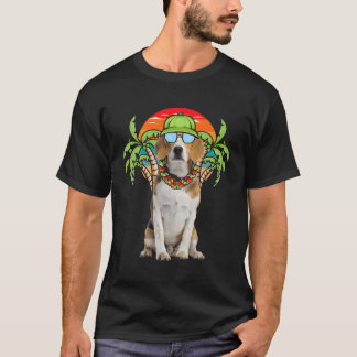 Hawaiian Beagle Wearing Sunglasses On Beach Summer T-Shirt