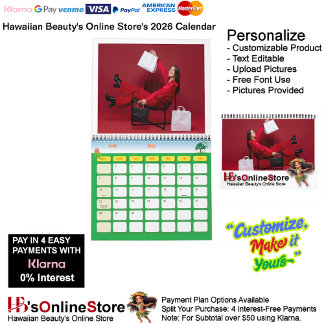 Hawaiian Beauty's Online Store (HB's Online Store) Calendar