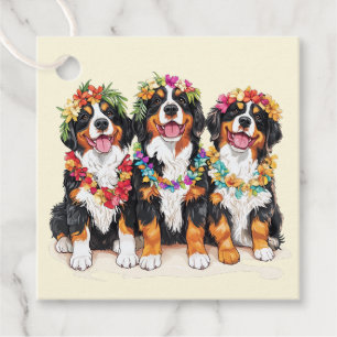 Hawaiian Bernese Mountain Dogs Flower Lei Favour Tags