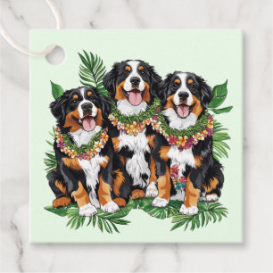 Hawaiian Bernese Mountain Dogs Flower Lei Favour Tags