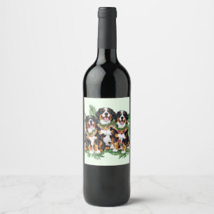 Hawaiian Bernese Mountain Dogs Flower Lei Wine Label