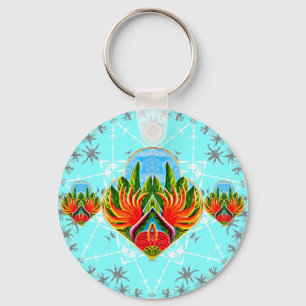 Hawaiian Birds of Paradise (Blue) Key Ring