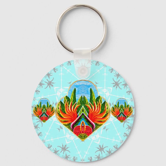 Hawaiian Birds of Paradise  Key Ring (Front)