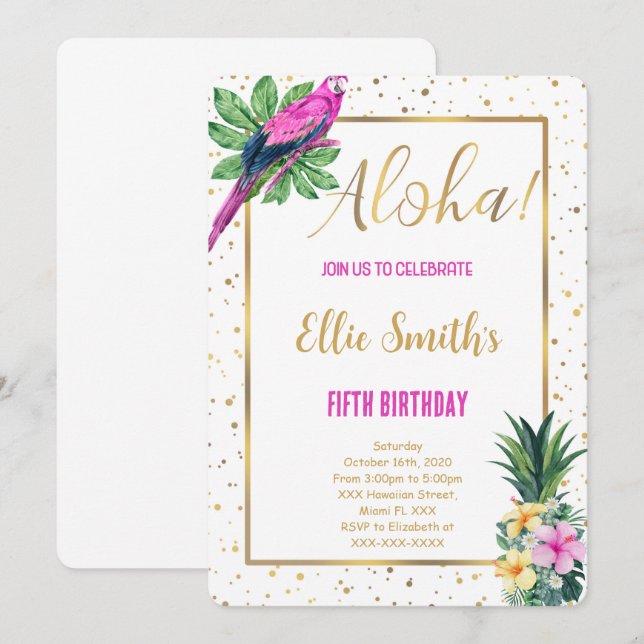 Hawaiian Birthday Invitation (Front/Back)