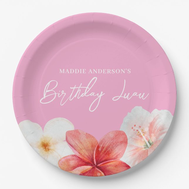 Hawaiian Birthday Paper Plate (Front)