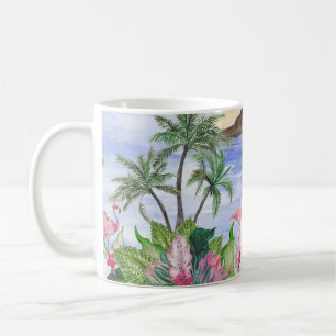 Hawaiian Bliss: Tropical Watercolor Pattern Coffee Mug