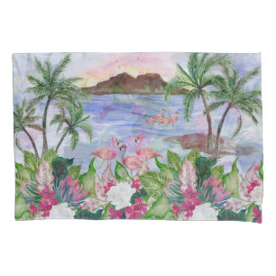 Hawaiian Bliss: Tropical Watercolor Pattern Pillowcase