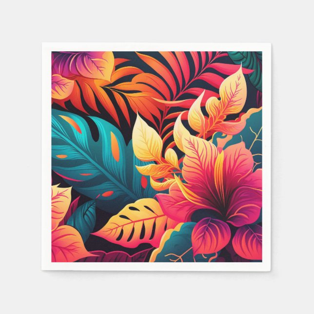 Hawaiian blossom bright floral tropical pattern  napkin (Front)
