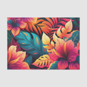 Hawaiian blossom bright floral tropical pattern tissue paper