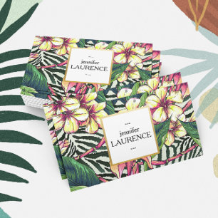 Hawaiian Bold Plumeria Bright Colourful Floral Business Card