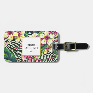 Hawaiian Bold Plumeria Bright Floral Personalised Luggage Tag