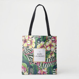 Hawaiian Bold Plumeria Floral Personalised Tote Bag