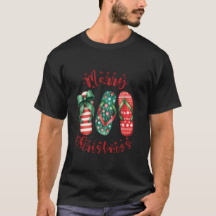 Hawaiian Christmas Flip Flops Beach Vacation Tropi T-Shirt