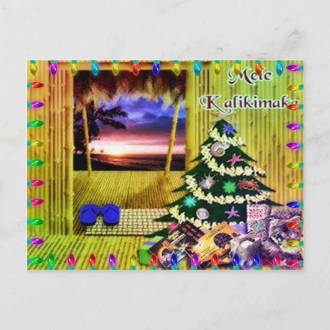 Hawaiian Christmas Holiday greeting postcard (Front)