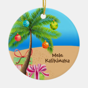 Hawaiian Christmas Island Greeting Ceramic Tree Decoration
