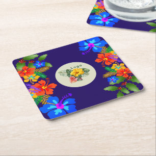 Hawaiian Christmas Logo Template Party Coaster
