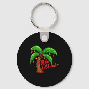 Hawaiian Christmas Mele Kalikimaka Coconut Tree Key Ring