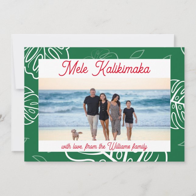 Hawaiian Christmas Mele Kalikimaka customisable Holiday Card (Front)