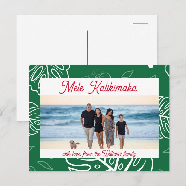 Hawaiian Christmas Mele Kalikimaka customisable Holiday Postcard (Front/Back)