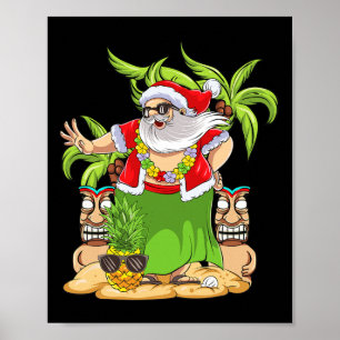 Hawaiian Christmas Mele Kalikimaka Hula Dance Sant Poster
