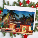 Hawaiian Christmas on the Beach Card<br><div class="desc">Artistic Hawaiian beach bungalow decorated for the holidays on a beautiful beach. Also available as a postcard or magnet. Can be personalised!</div>