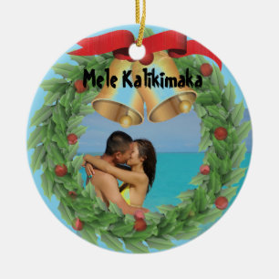 Hawaiian Christmas Photo Ceramic Tree Decoration