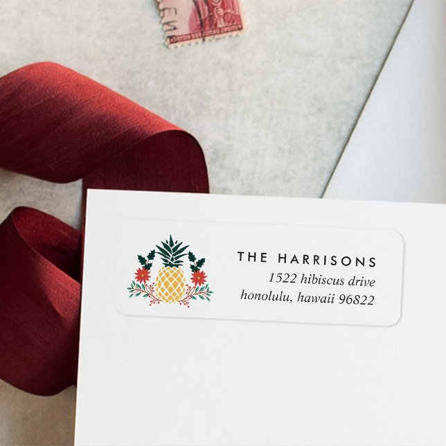 Hawaiian Christmas Pineapple Return Address (Creator Uploaded)