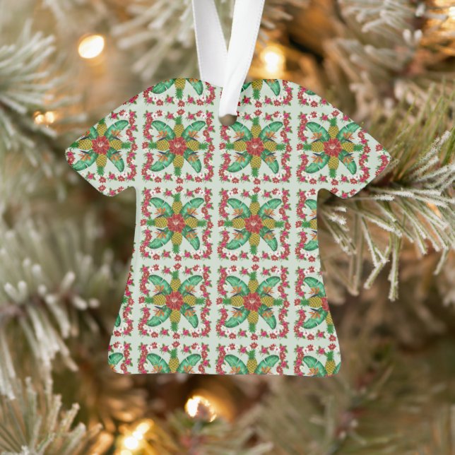 Hawaiian Christmas Quilt Shirt Ornament (Tree)