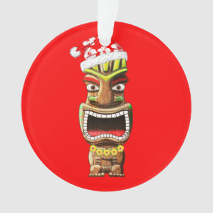 Hawaiian Christmas Santa Tiki Ornament