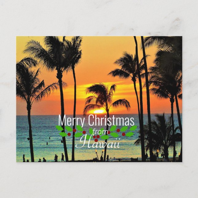 Hawaiian Christmas sunset Postcard (Front)