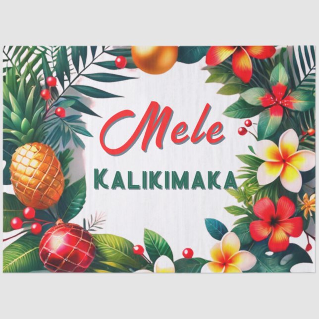 Hawaiian Christmas – Tropical Wreath  Tissue Paper (Front)