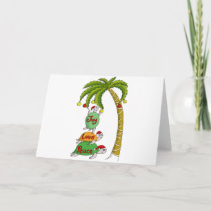 Hawaiian Christmas Turtle Santas Holiday Card
