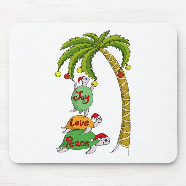 Hawaiian Christmas Turtle Santas Mouse Mat (Front)