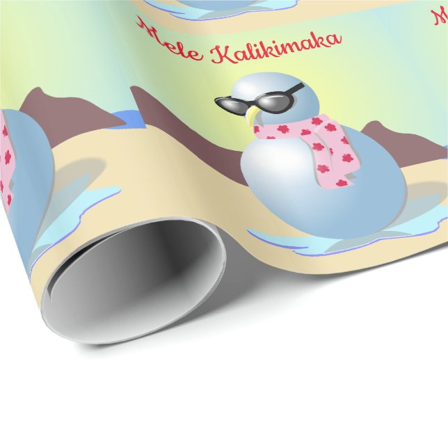 Hawaiian Christmas Wrapping Paper Snowman on Beach (Roll Corner)