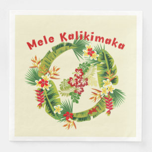 Hawaiian Christmas Wreath Paper Napkin