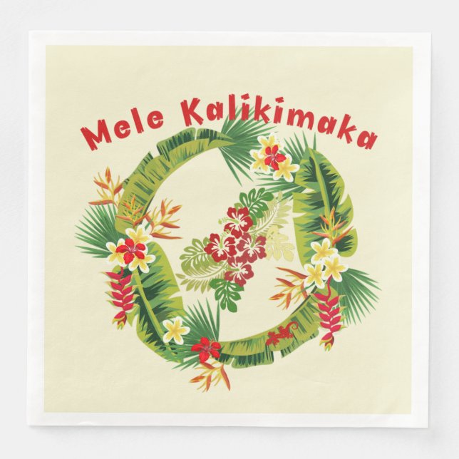 Hawaiian Christmas Wreath Paper Napkin (Front)