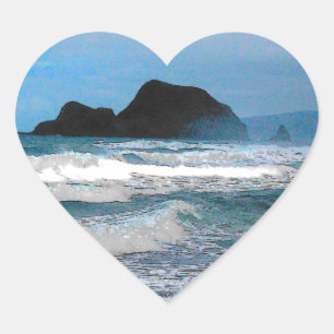 Hawaiian Coastal Island Ocean Tropical Paradise Heart Sticker