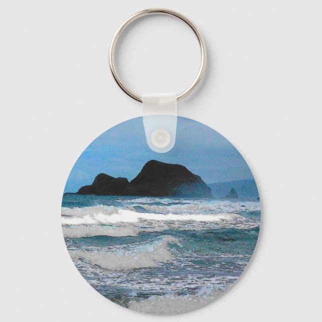 Hawaiian Coastal Island Ocean Tropical Paradise Key Ring (Front)