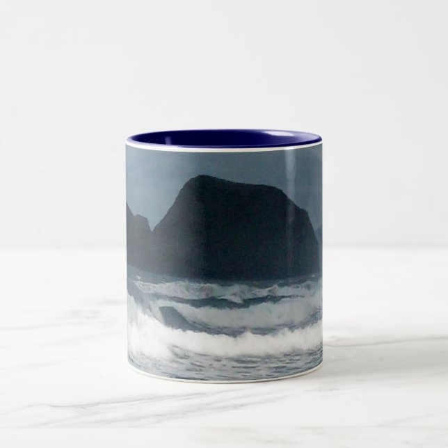 Hawaiian Coastal Island Ocean Tropical Paradise Two-Tone Coffee Mug (Center)