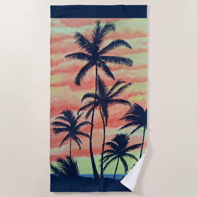 Hawaiian Coconut Palms Beach Towel (Front)