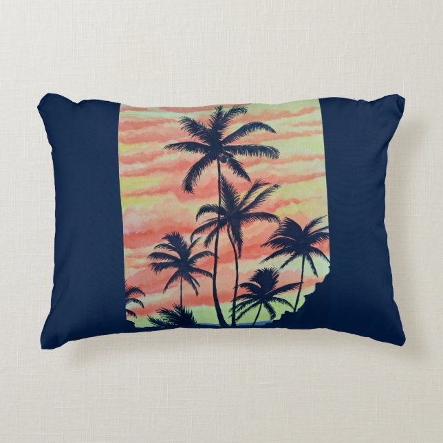 Hawaiian Coconut Palms Decorative Cushion (Front)