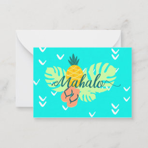 Hawaiian Colourful Beach Mahalo Pineapple Monstera Card
