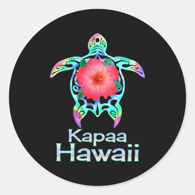 Hawaiian Colourful Sea Turtle Kapaa Hawaii Classic Round Sticker (Front)