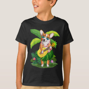 Hawaiian Corgi Dog & Pineapple Ukulele Summer T-Shirt