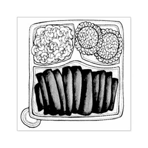 Hawaiian Cuisine Plate Lunch Rice Macaroni Salad Rubber Stamp