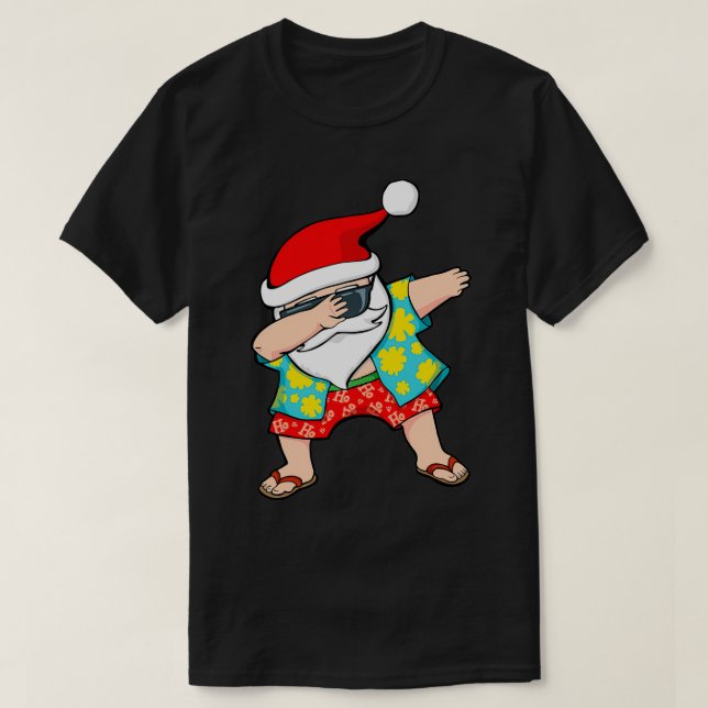 Hawaiian Dabbing Santa  T-Shirt (Design Front)