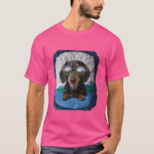 Hawaiian Dachshund Tropical Vacation Funny Wiener  T-Shirt