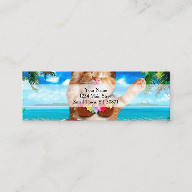 Hawaiian dancer cat mini business card (Front)