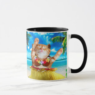 Hawaiian dancer cat mug
