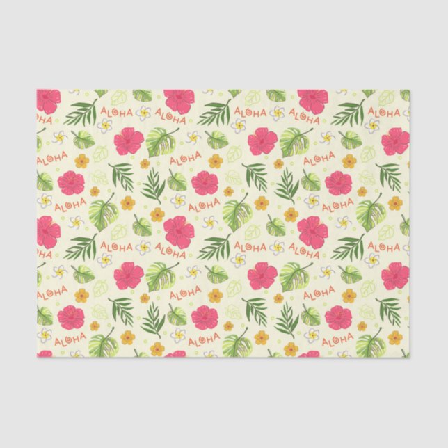 Hawaiian Decoupage Tropical Floral Aloha Birthday Tissue Paper (Front)